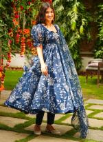 Tabby Silk Blue Traditional Wear Printed Readymade Anarkali Suit